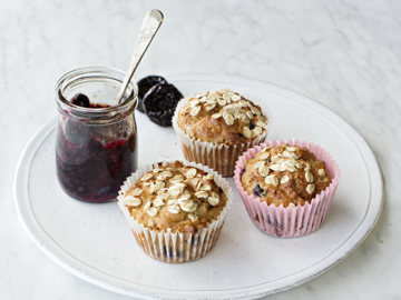 Oatmeal & Prune Muffins with Blueberries