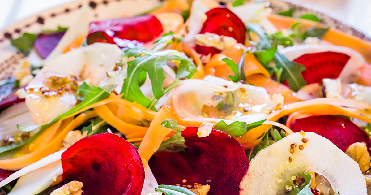 Shaved Vegetable Salad with Prune Dressing Recipe | Sunsweet