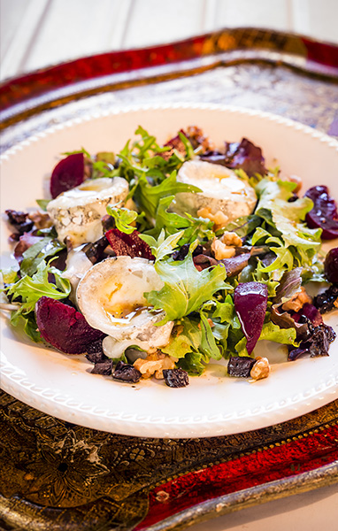 Warm Goat Cheese, Beet, Walnut and&nbsp;Prune Salad