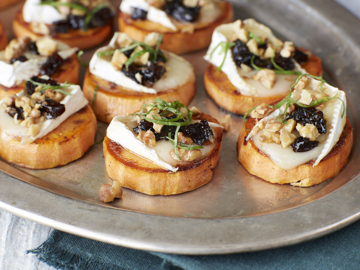 Prune, Yam and Brie Crostini