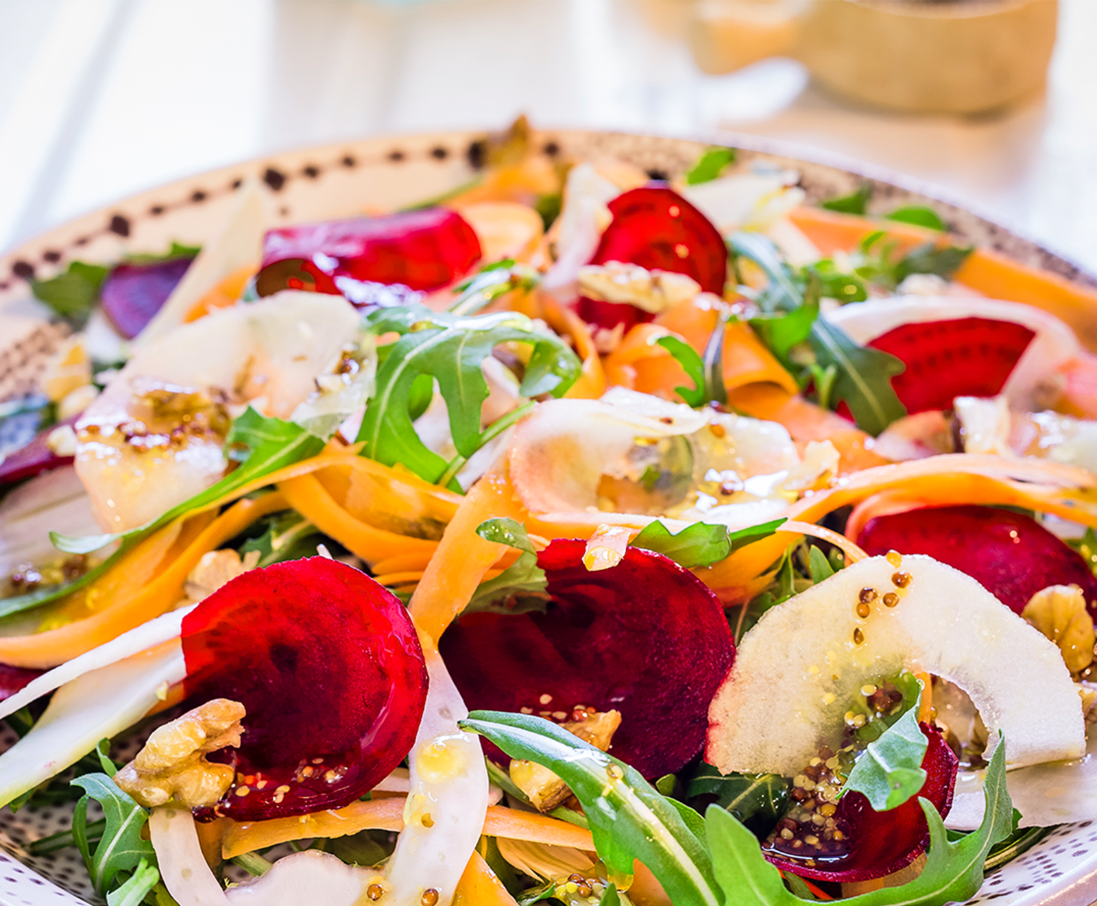 Shaved Salad with Prune Dressing