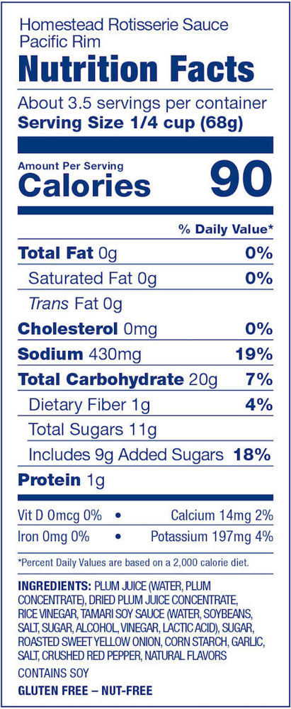 Homestead Rotisserie Pacific Rim Nutrition Fact