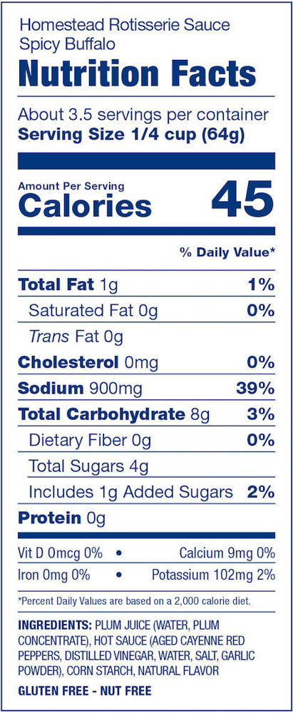 Homestead Spicy Buffalo Sauce Nutrition Info